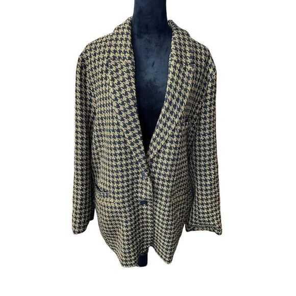 River Island houndstooth pattern Yellow Black sz 18 US Blazer - Picture 5 of 14